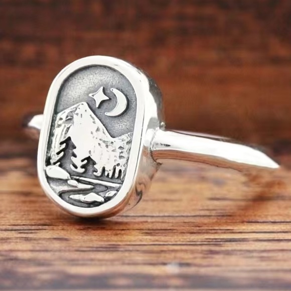 Silver Forest Scene Ring - Picture 2 of 8